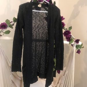 Wide knit black cardigan